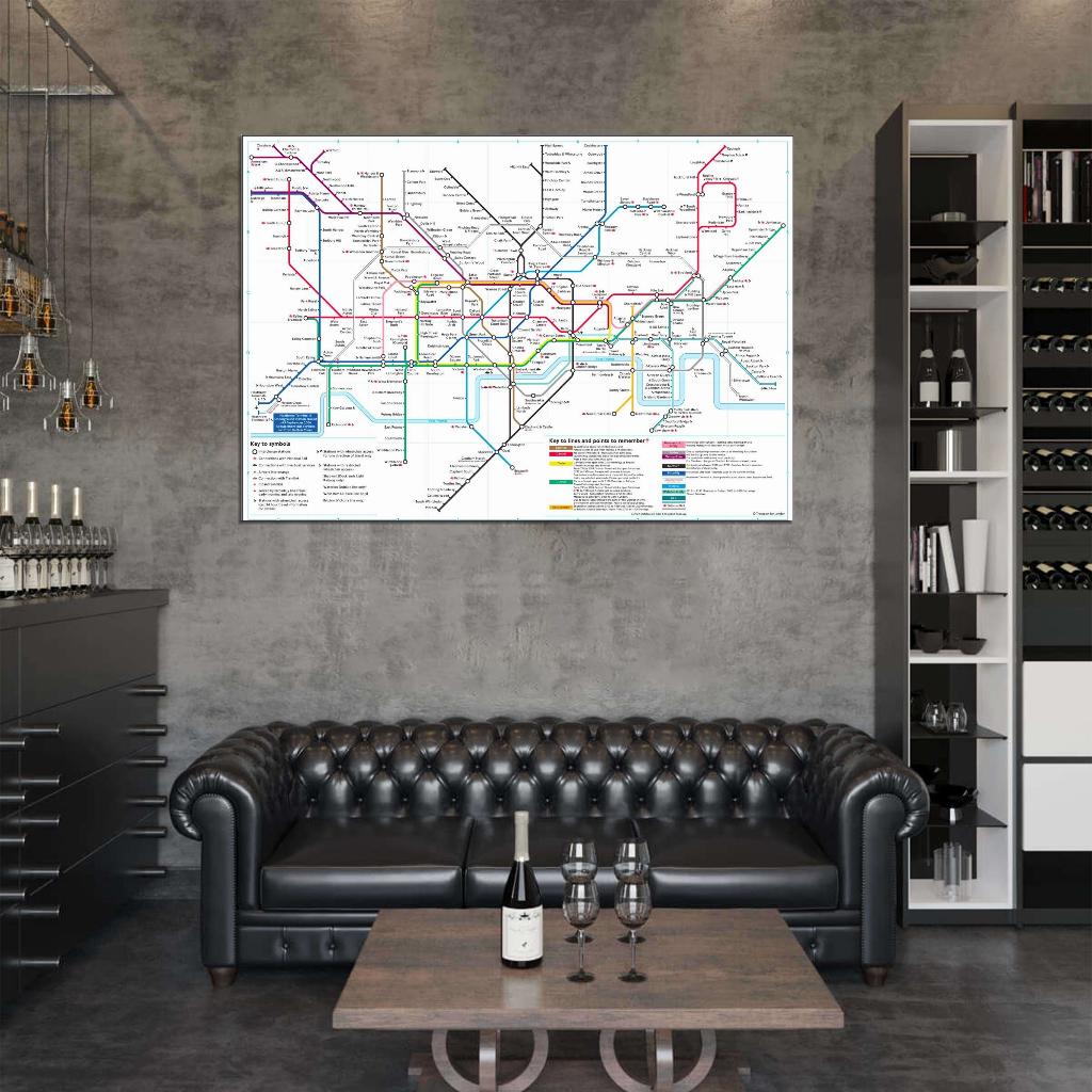 Detailed London Underground Tube Map Wall Print Poster