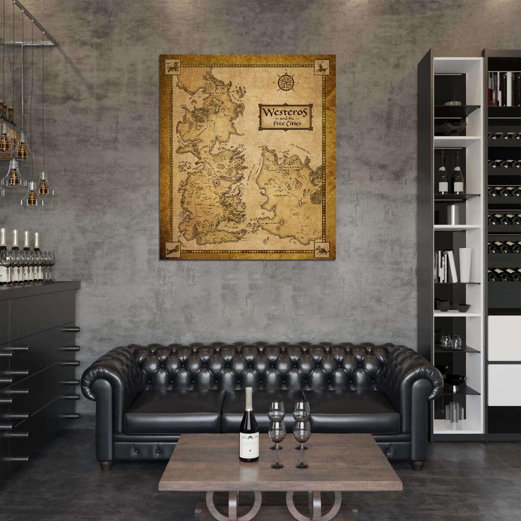 Game Of Thrones Houses Map Westeros Wall Print Poster - xonomax