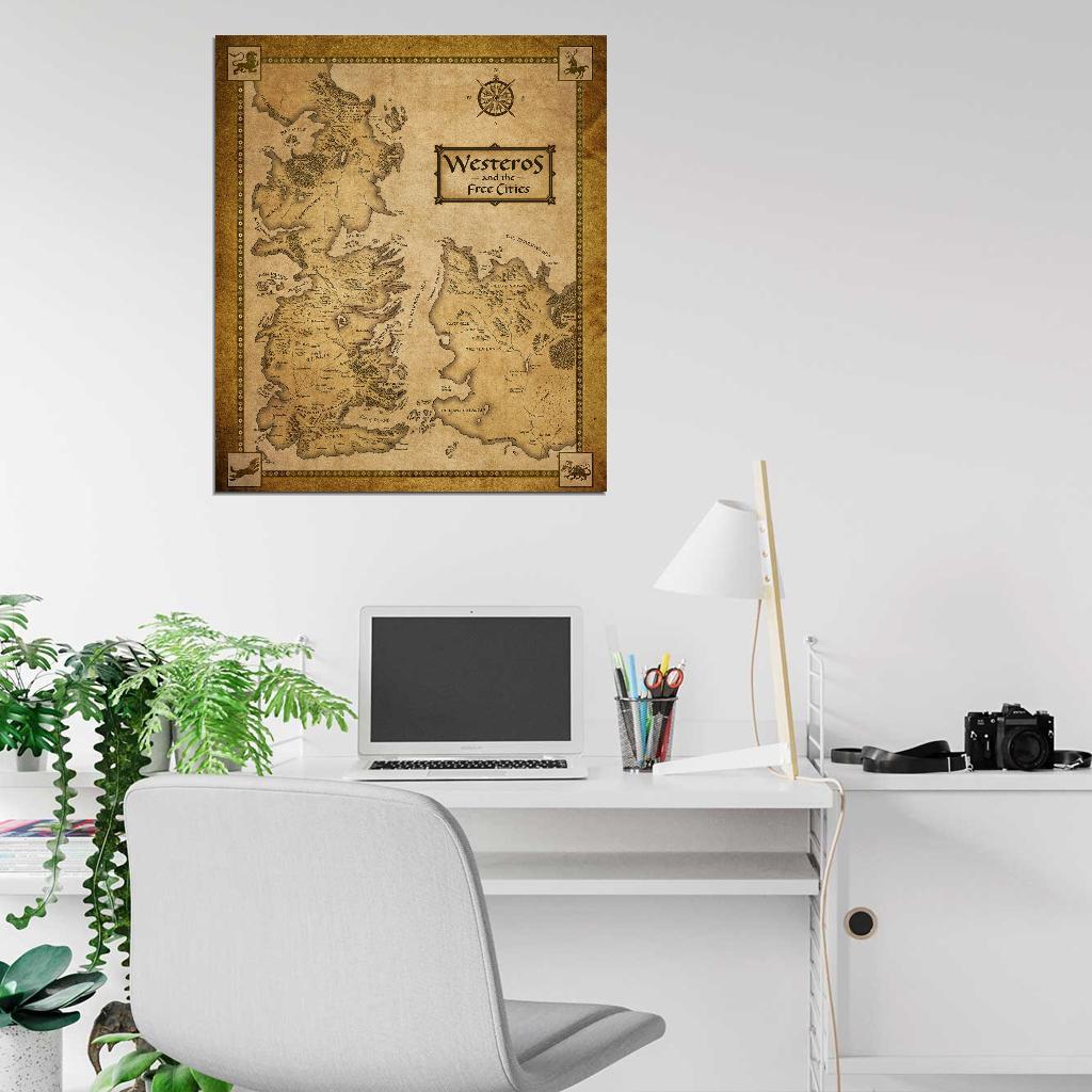 Game Of Thrones Houses Map Westeros Wall Print Poster - xonomax