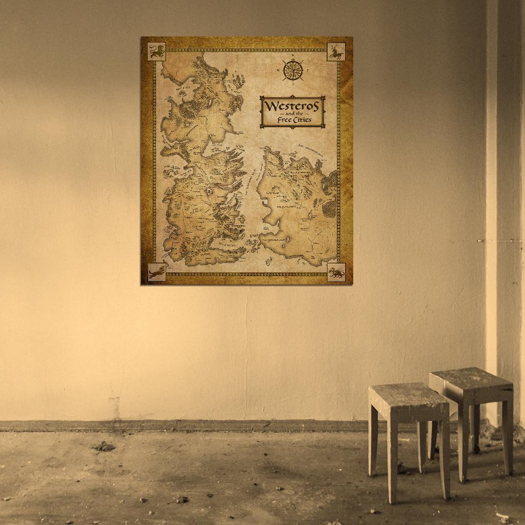 Game Of Thrones Houses Map Westeros Wall Print Poster - xonomax