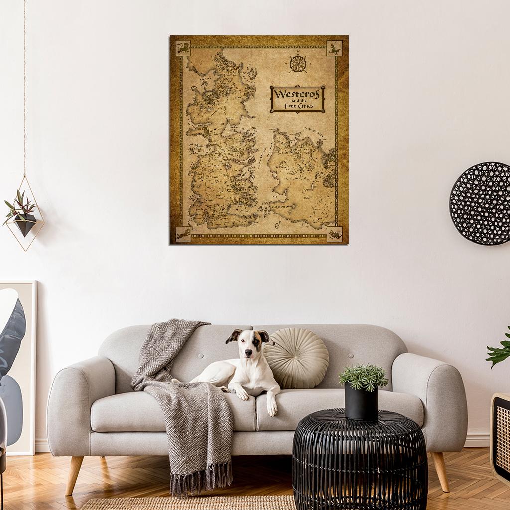 Game Of Thrones Houses Map Westeros Wall Print Poster - xonomax