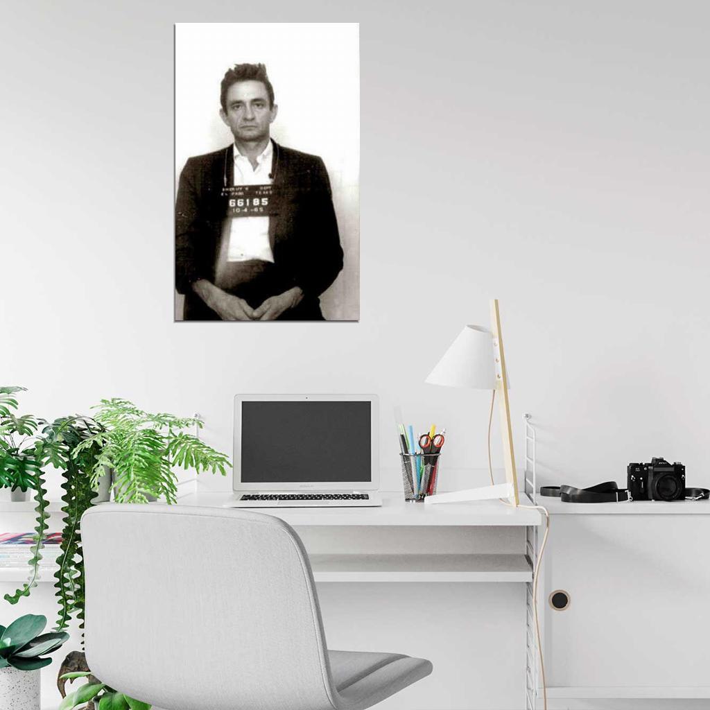 Johnny Cash Mug Shot Mugshot Walk LINE Ring FIRE Decor Wall Print POSTER
