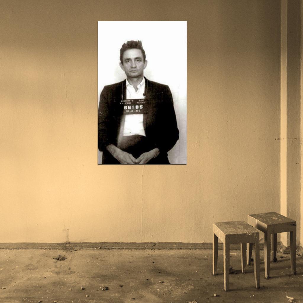 Johnny Cash Mug Shot Mugshot Walk LINE Ring FIRE Decor Wall Print POSTER