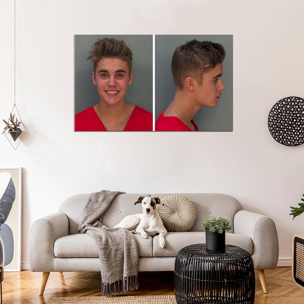 Justin Bieber Mugshot BELIEBER Drunk Arrested Decor Wall Print POSTER
