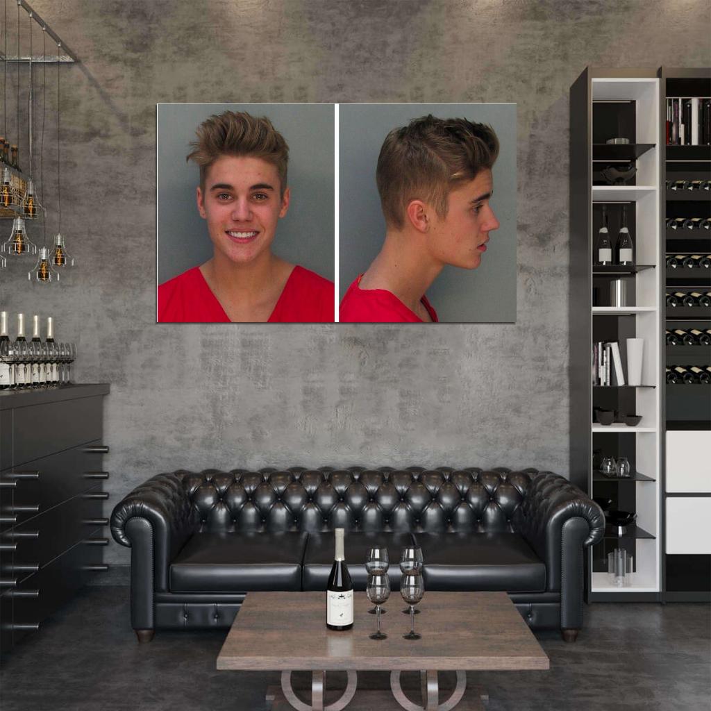 Justin Bieber Mugshot BELIEBER Drunk Arrested Decor Wall Print POSTER