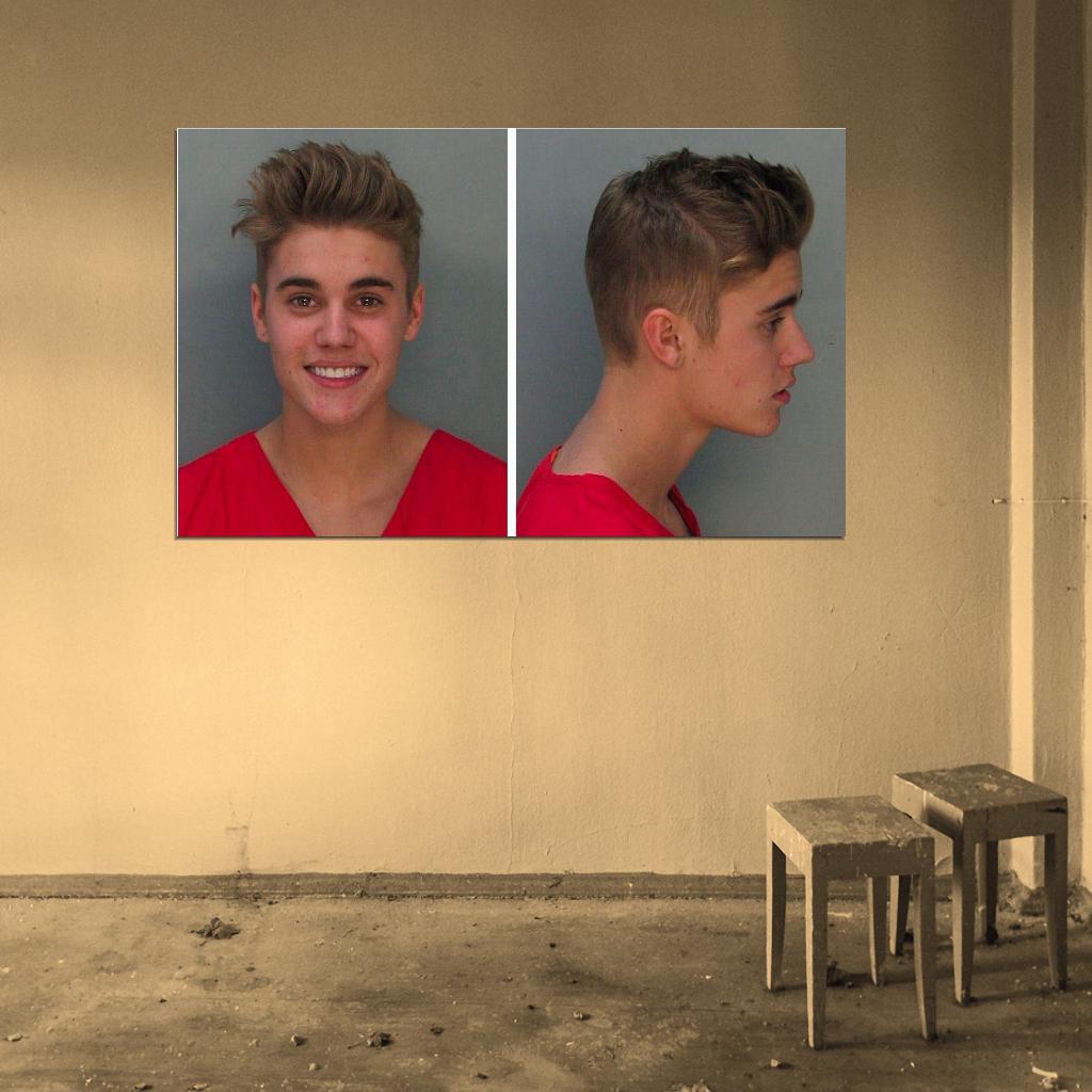 Justin Bieber Mugshot BELIEBER Drunk Arrested Decor Wall Print POSTER