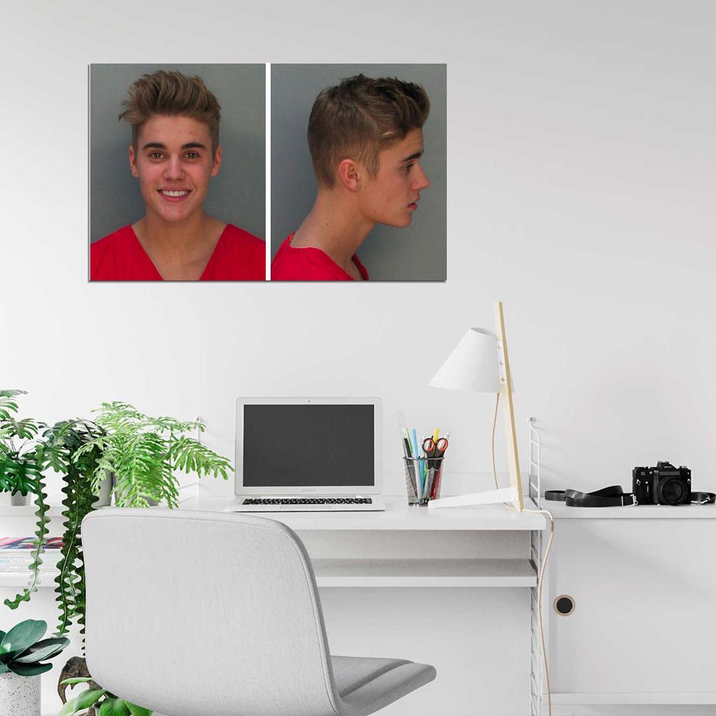 Justin Bieber Mugshot BELIEBER Drunk Arrested Decor Wall Print POSTER