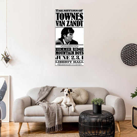 Townes Van Zandt 1977 Liberty Hall Wall Print Poster - xonomax