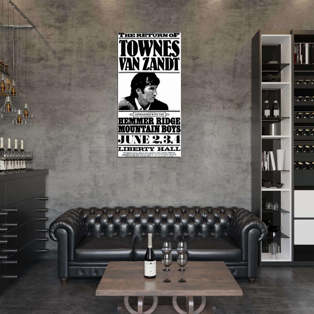 Townes Van Zandt 1977 Liberty Hall Wall Print Poster