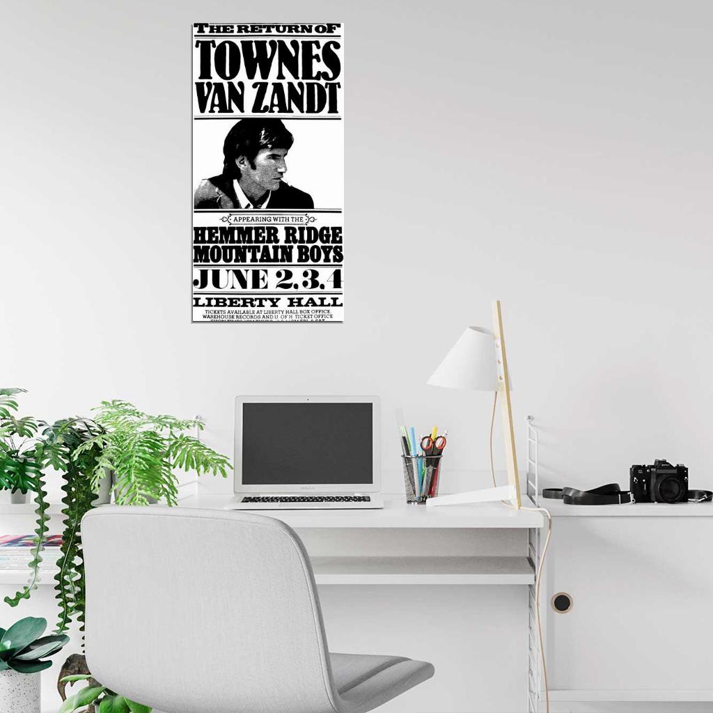 Townes Van Zandt 1977 Liberty Hall Wall Print Poster