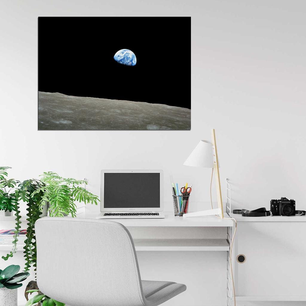 Earthrise Apollo 8 Photograph of Earth from Moon Decor Wall Print POSTER - xonomax
