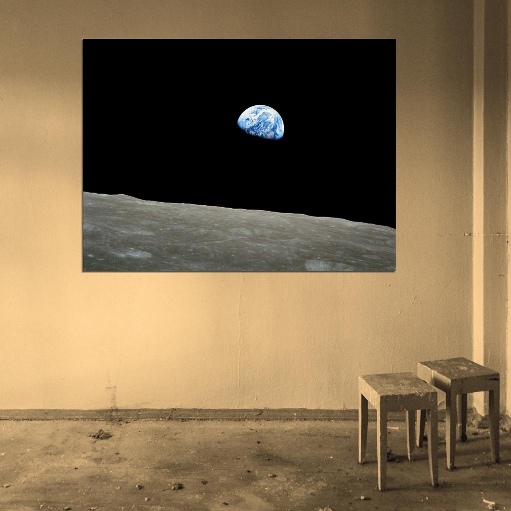 Earthrise Apollo 8 Photograph of Earth from Moon Decor Wall Print POSTER - xonomax