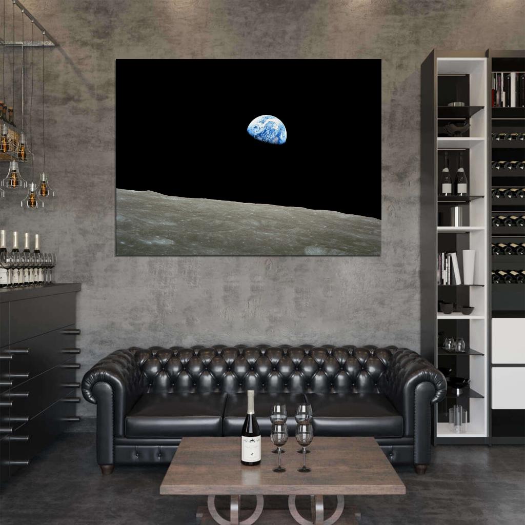 Earthrise Apollo 8 Photograph of Earth from Moon Decor Wall Print POSTER - xonomax