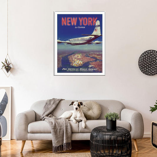Pan Am New York by Clipper Vintage Airline Trave Decor Wall Print POSTER - xonomax