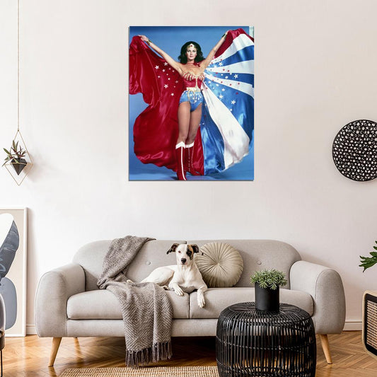Wonder Woman Featuring Lynda Carter Graphic Vintage Retro Decor Wall Print POSTER - xonomax