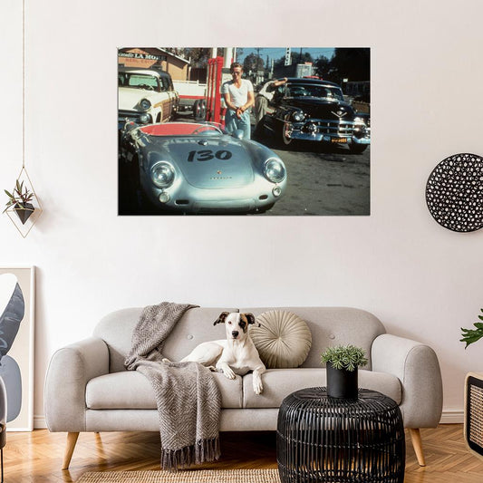 Classic Vintage Actor James Dean Car Print POSTER - xonomax