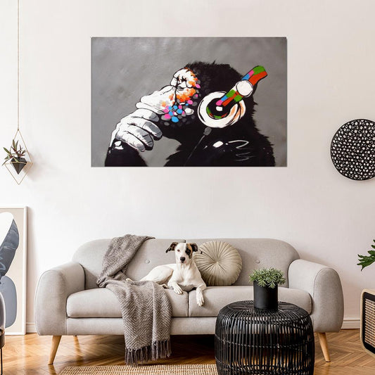 Hip-Hop Banksy Street DJ Monkey Chimp Decor Wall Print POSTER - xonomax