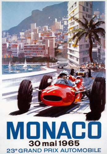 Vintage 1965 23rd Monaco Grand Prix Motor Racing Decor Wall Print POSTER