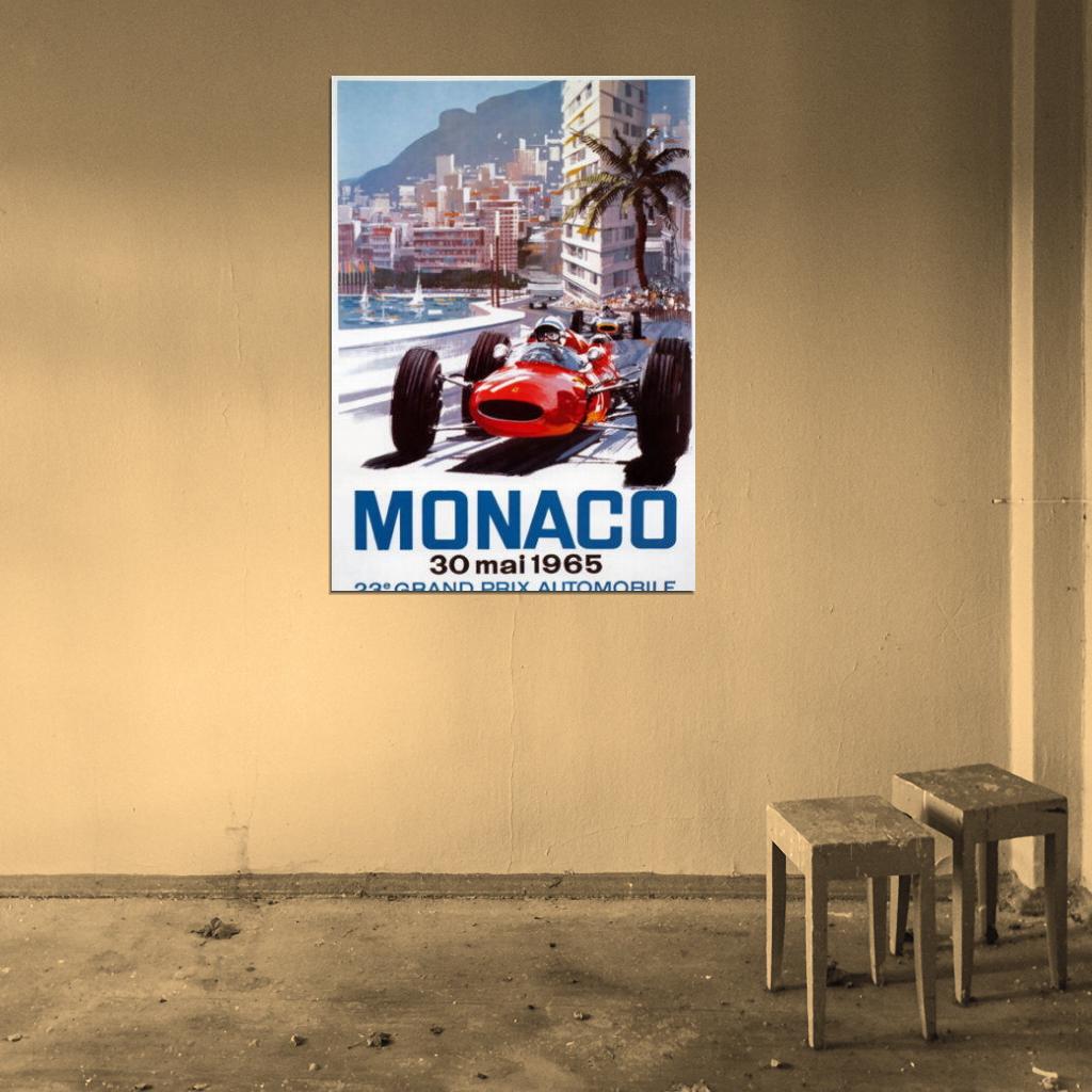 Vintage 1965 23rd Monaco Grand Prix Motor Racing Decor Wall Print POSTER