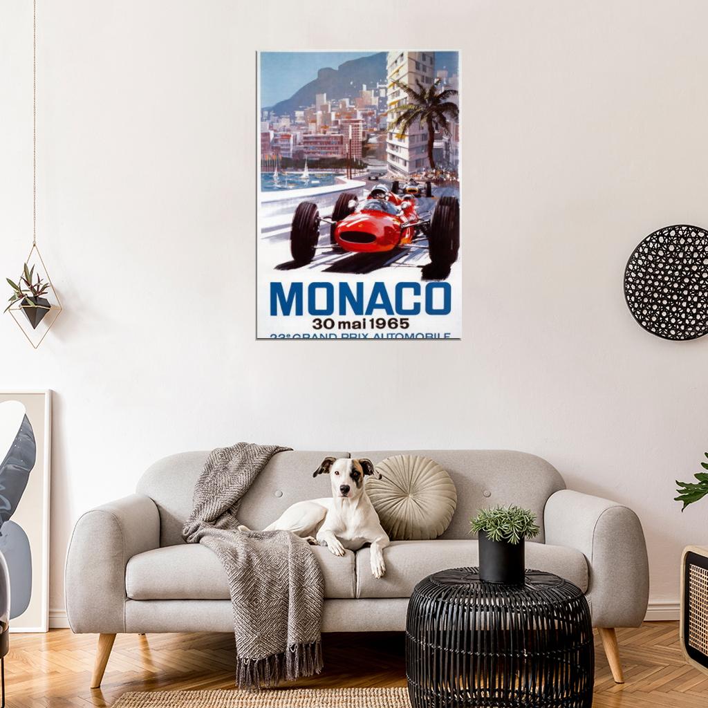 Vintage 1965 23rd Monaco Grand Prix Motor Racing Decor Wall Print POSTER