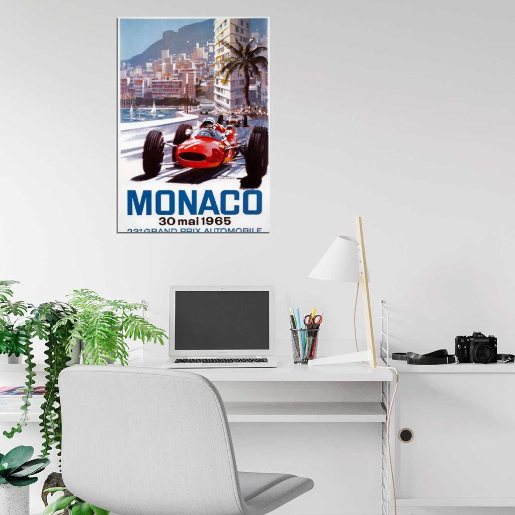 Vintage 1965 23rd Monaco Grand Prix Motor Racing Decor Wall Print POSTER