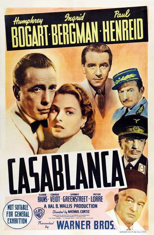 Сasablanca Movie 1942 Humphrey Bog Ingrid Bergman Decor Wall Print POSTER