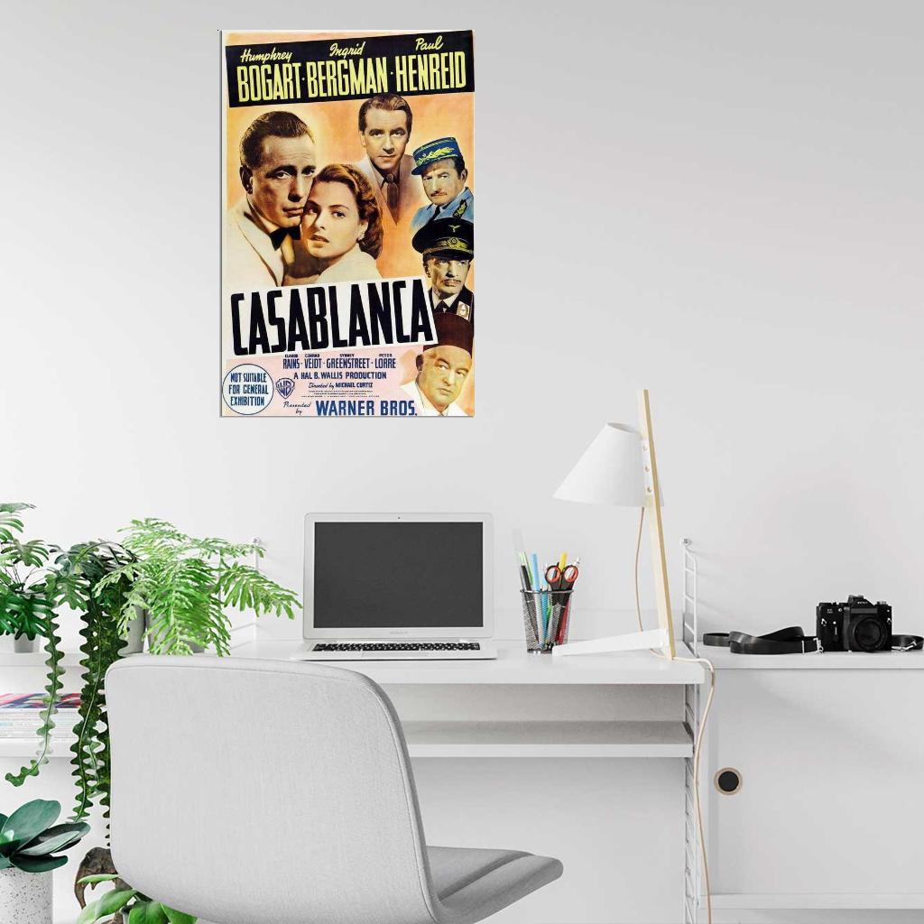 Сasablanca Movie 1942 Humphrey Bog Ingrid Bergman Decor Wall Print POSTER