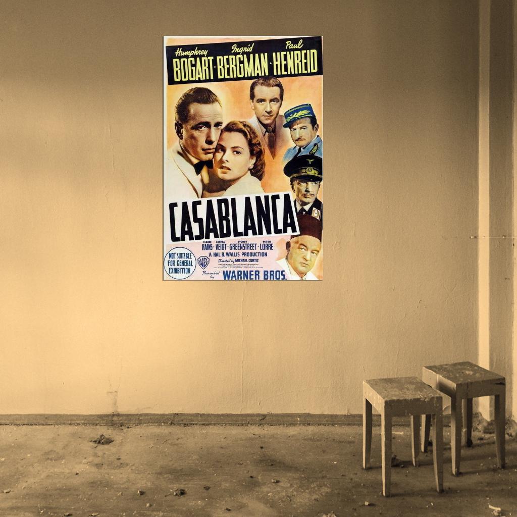 Сasablanca Movie 1942 Humphrey Bog Ingrid Bergman Decor Wall Print POSTER