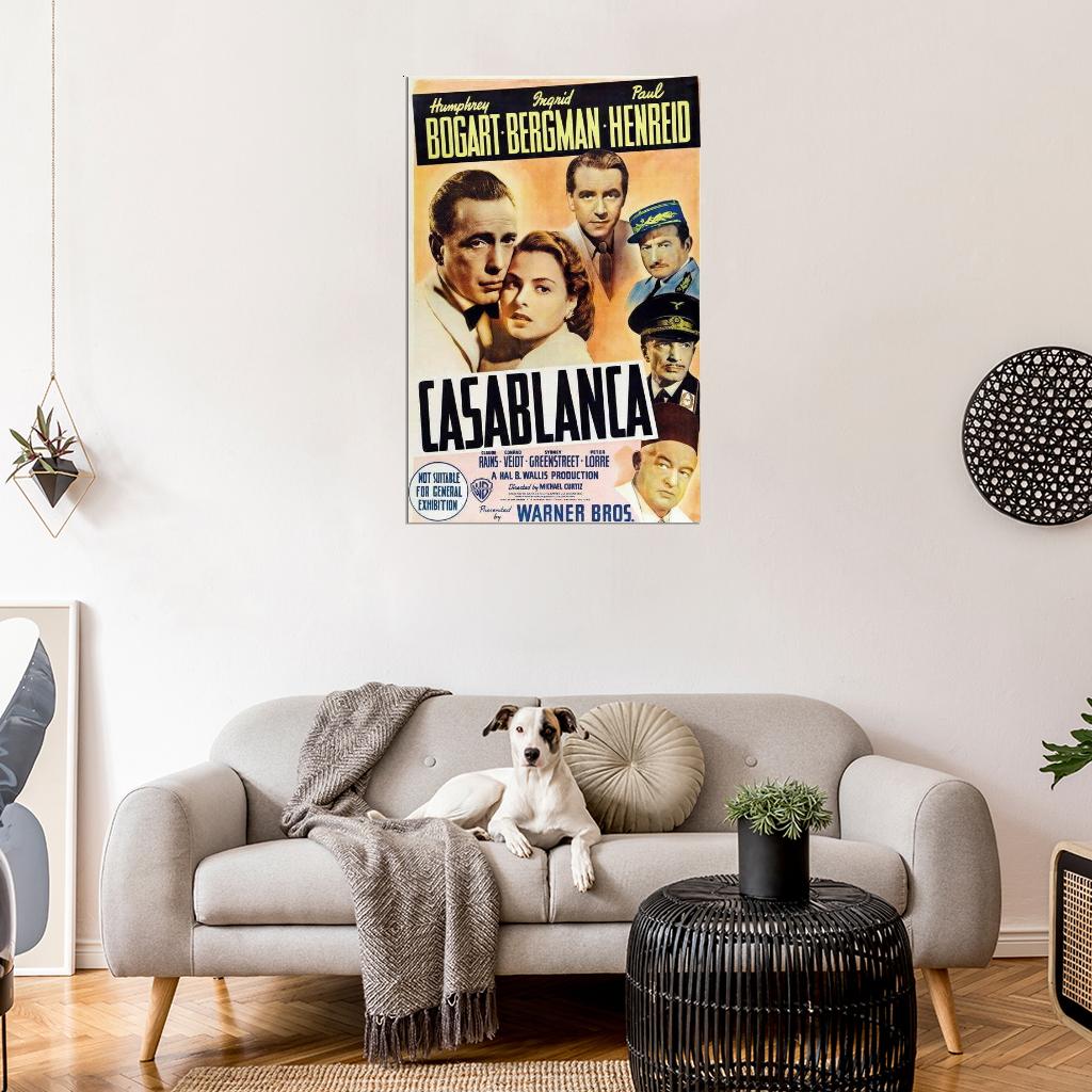 Сasablanca Movie 1942 Humphrey Bog Ingrid Bergman Decor Wall Print POSTER