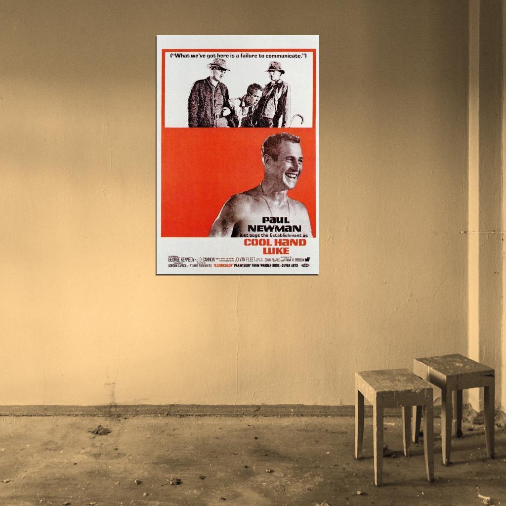 Cool Hand Luke Movie 1967 Paul Newman, George Kennedy Decor Wall Print POSTER