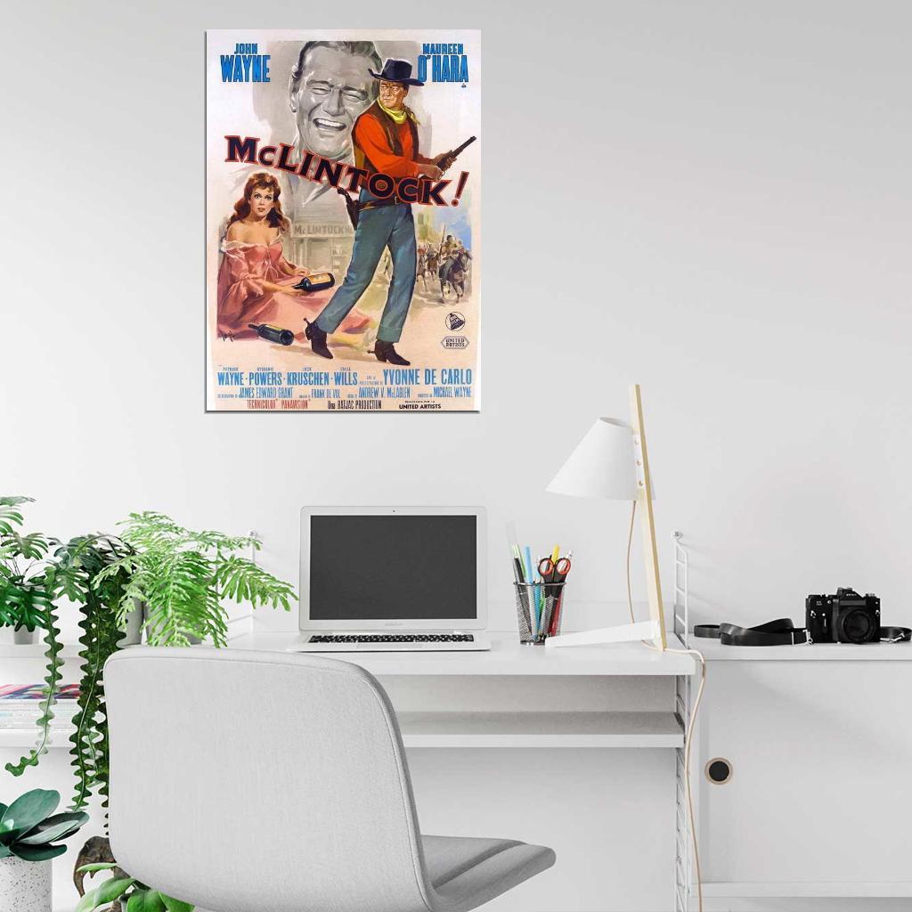 McLintock Movie 1963 John Wayne, Maureen O Hara Decor Wall Print POSTER