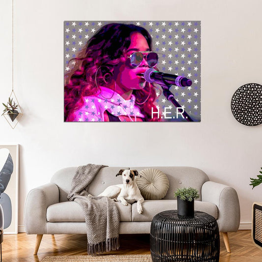 H.E.R. R&B Hot Portrait Singer Music Pop Art Poster - xonomax