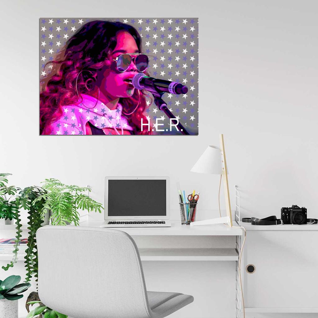 H.E.R. R&B Hot Portrait Singer Music Pop Art Poster