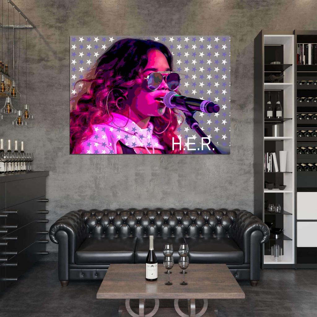 H.E.R. R&B Hot Portrait Singer Music Pop Art Poster