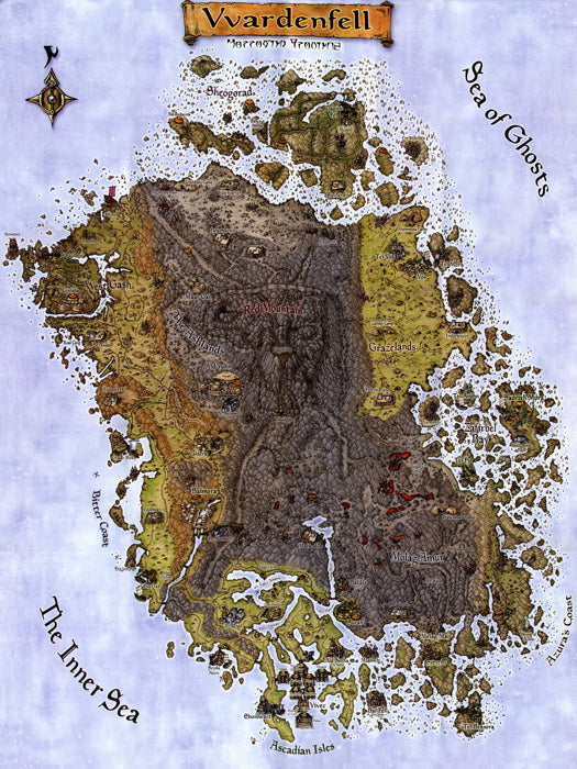 Morrowind Vvardenfell Map Wall Print Poster - xonomax