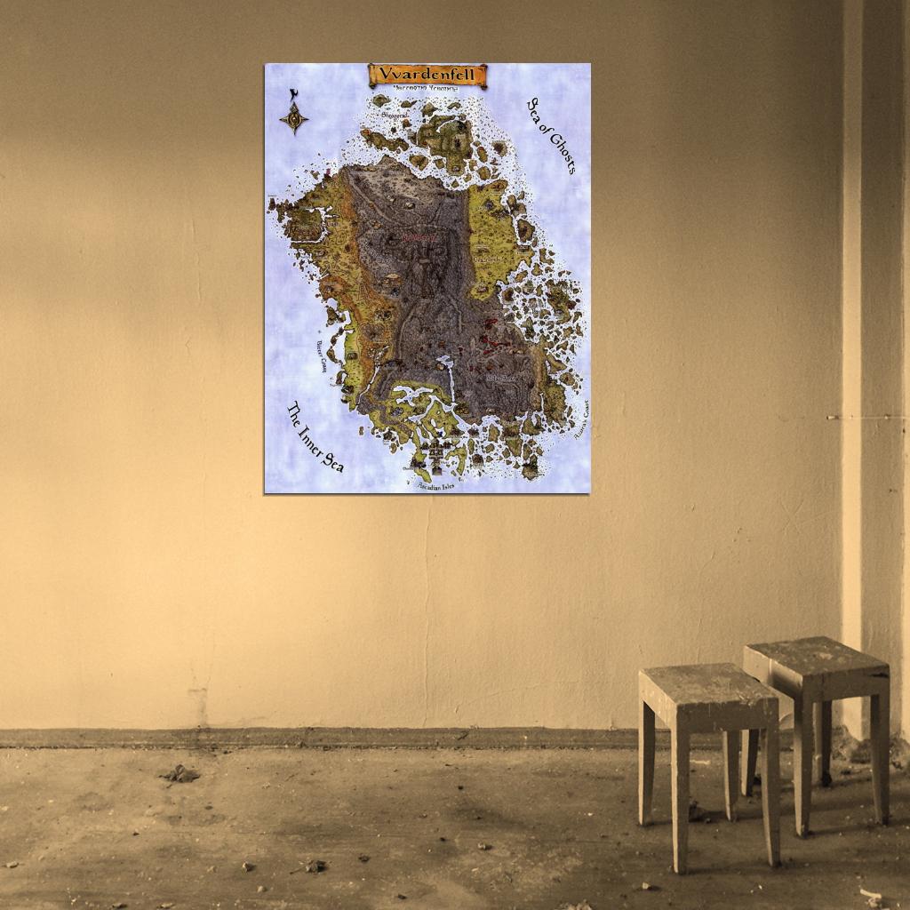 Morrowind Vvardenfell Map Wall Print Poster - xonomax
