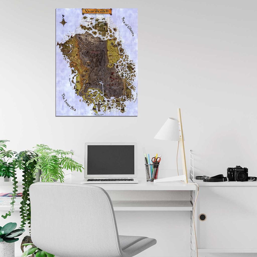 Morrowind Vvardenfell Map Wall Print Poster - xonomax