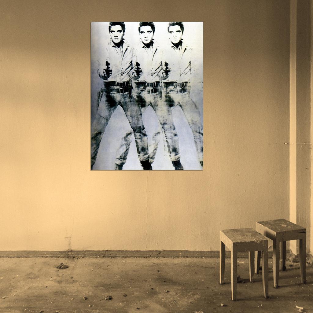 Andy Warhol Triple Elvis 1963 Retro Art Print Poster