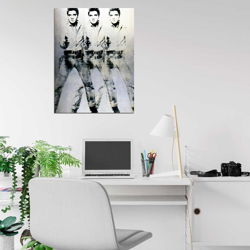 Andy Warhol Triple Elvis 1963 Retro Art Print Poster