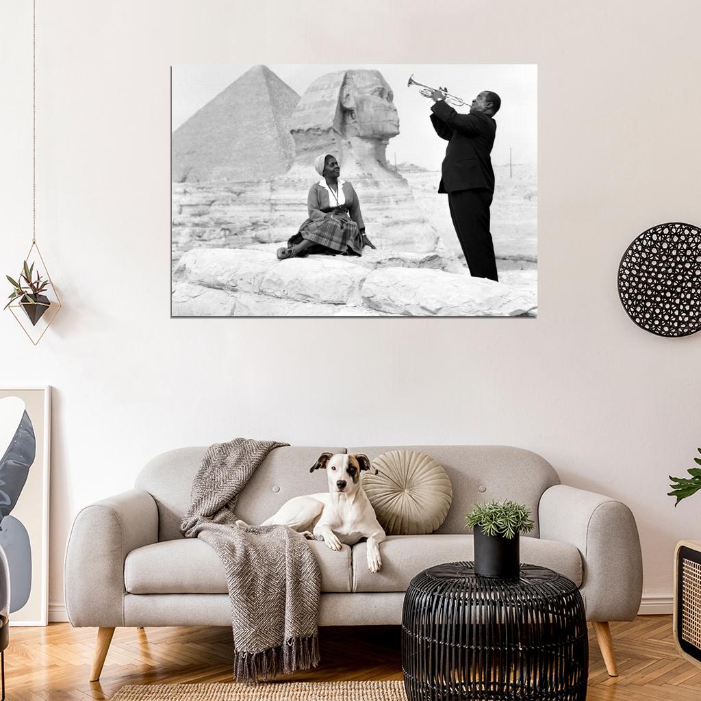 Louis Armstrong Wife Sphinx Pyramids Egypt 1961 Wall Print Poster