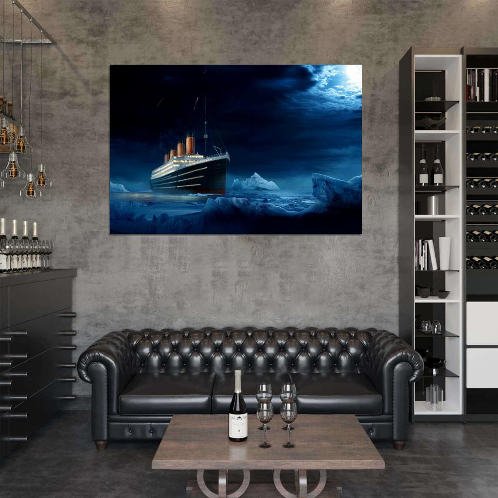 RMS Titanic Night Iceberg Amazing Painting Art Print Poster