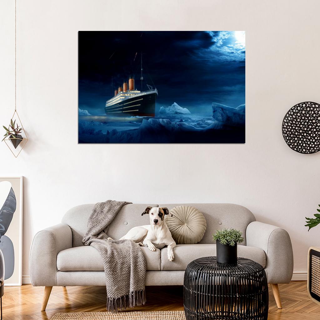 RMS Titanic Night Iceberg Amazing Painting Art Print Poster