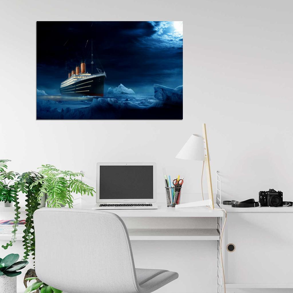 RMS Titanic Night Iceberg Amazing Painting Art Print Poster