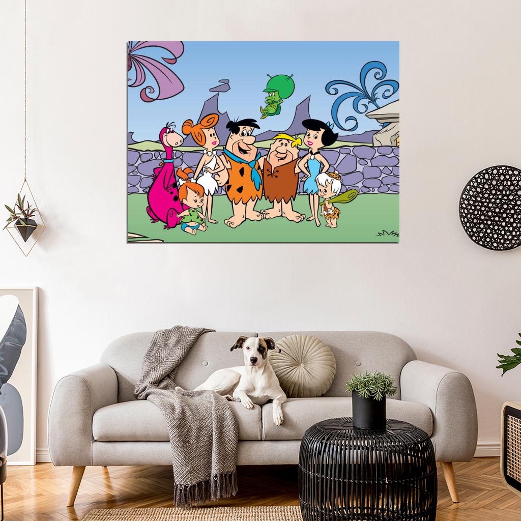 The Flintstones Characters Family Cool Cartoon Art Print Poster