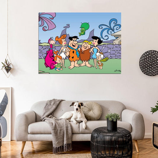 The Flintstones Characters Family Cool Cartoon Art Print Poster - xonomax