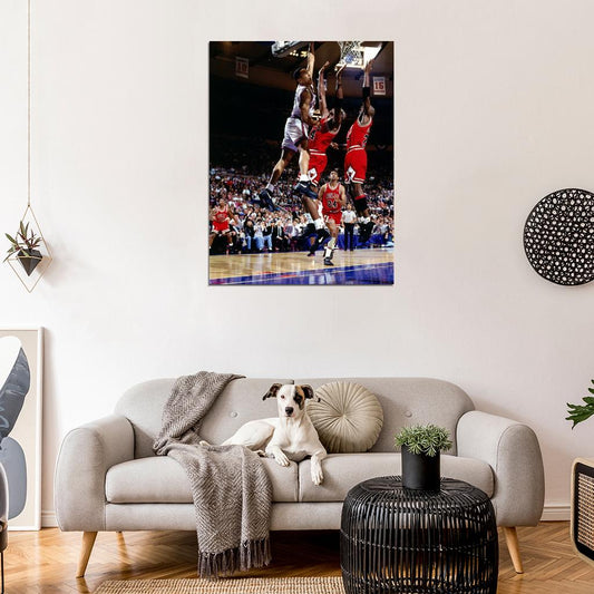 John Starks Dunk Chicago Bulls New York Knicks Wall Print Poster - xonomax