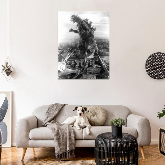 Godzilla 1954 Vintage Movie BW Wall Print Poster - xonomax