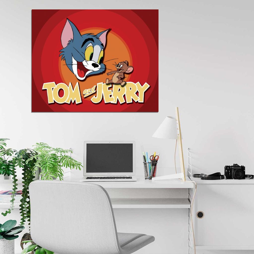 Tom and Jerry Logo Cartoon Classic Art Print Poster