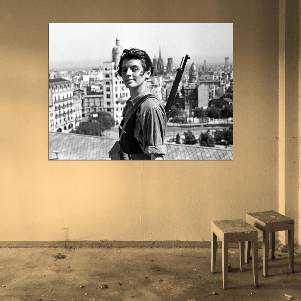 Marina Ginesta Spanish Civil War 1936 Rare Retro Wall Print Poster - xonomax