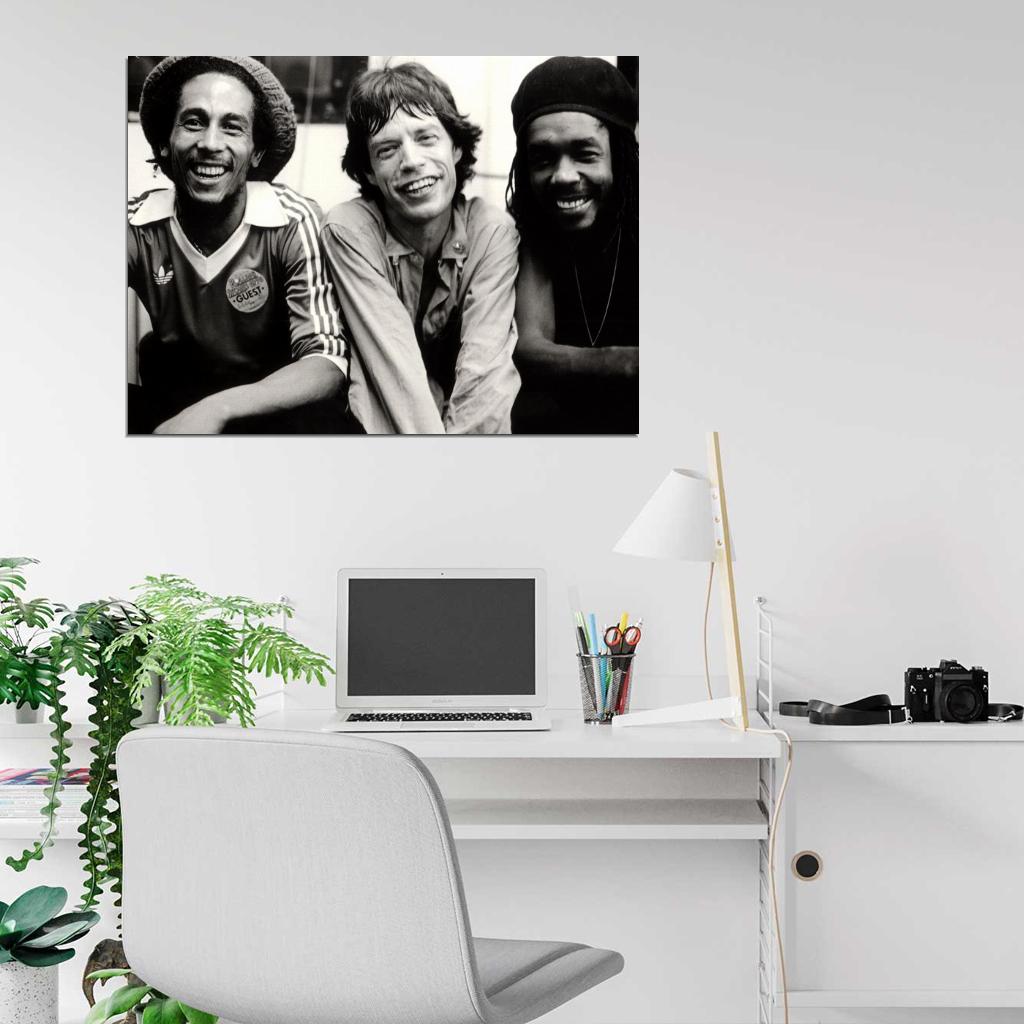 Bob Marley Mick Jagger Peter Tosh Backstage 1978 Wall Print Poster